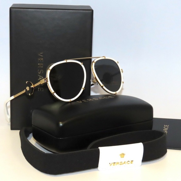 Versace 2232 147187 White Dark Gray Sunglasses